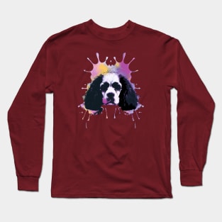 King Charles Spaniel Blenheim Spaniel Watercolor Art Long Sleeve T-Shirt